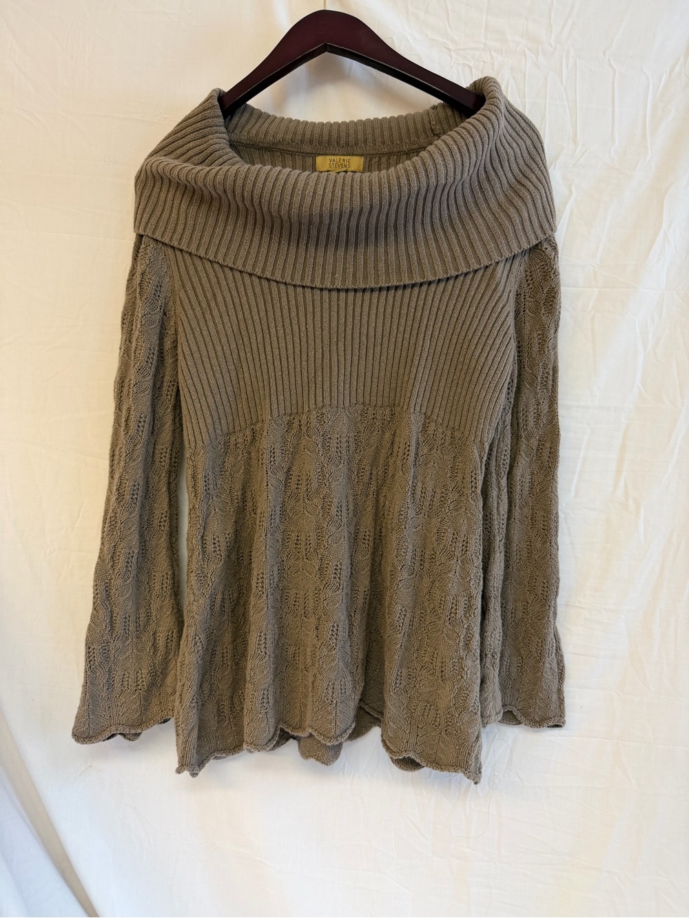 Valerie Stevens Taupe Cowlneck Knit Sweater